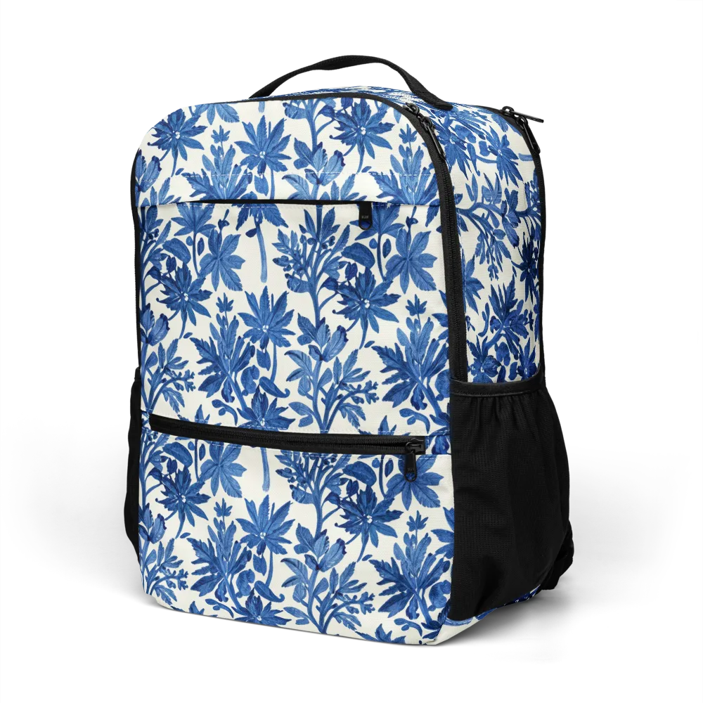 Blue Botanical on Utility Backpack — Left Front