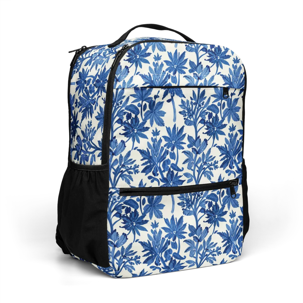 Blue Botanical on Utility Backpack — Right Front