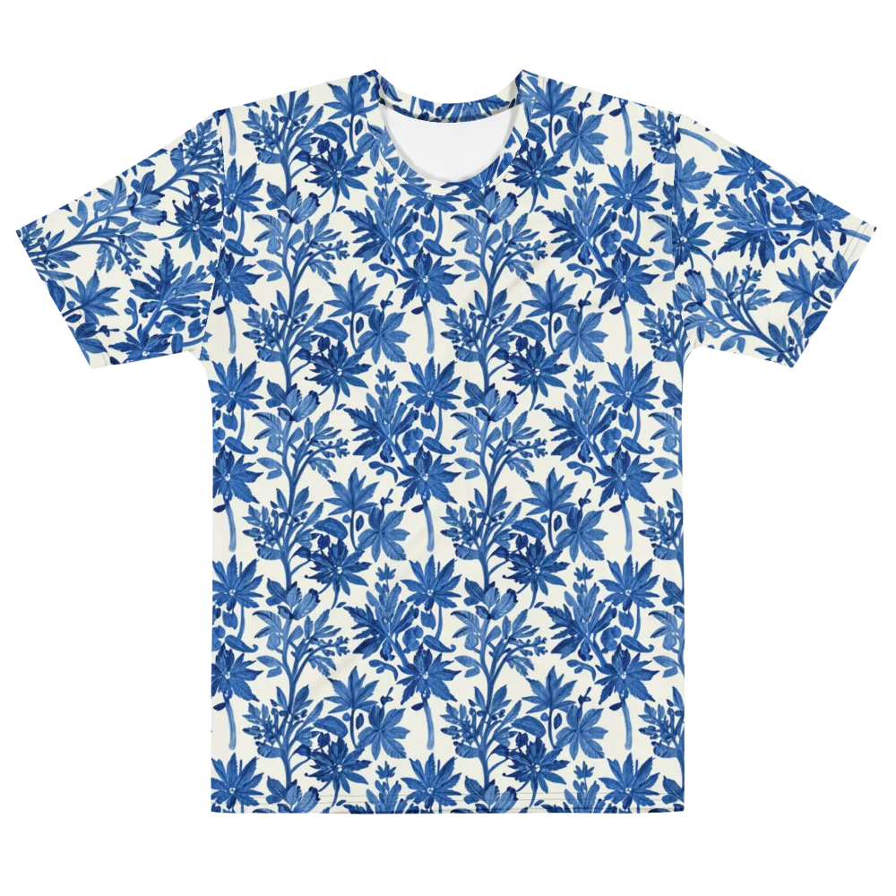 Blue Botanical on Men's Cotton Crew Neck T-Shirt — Front