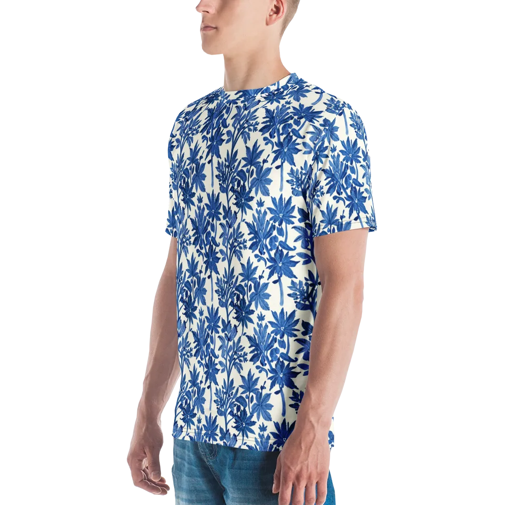 Blue Botanical on Men's Crew Neck T-Shirt — Left