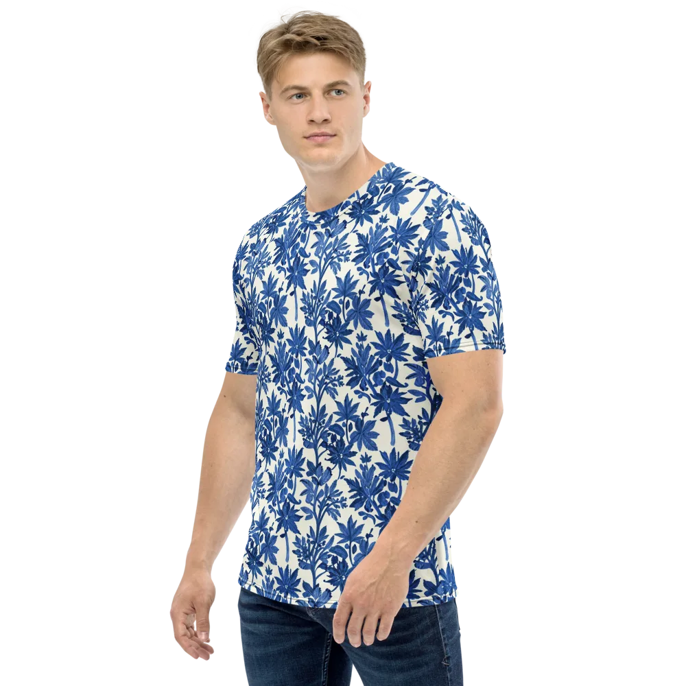 Blue Botanical on Men's Crew Neck T-Shirt — Left