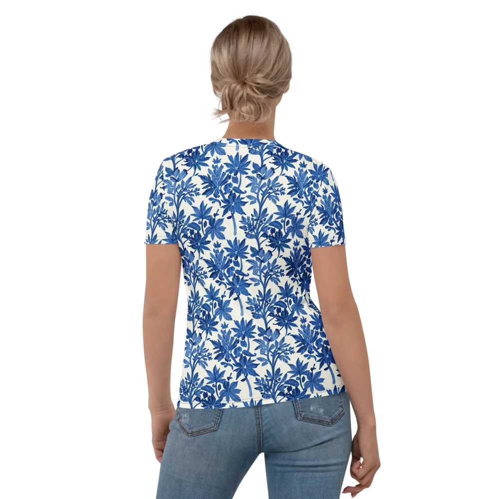 Blue Botanical on Women's Crew Neck T-Shirt — Back