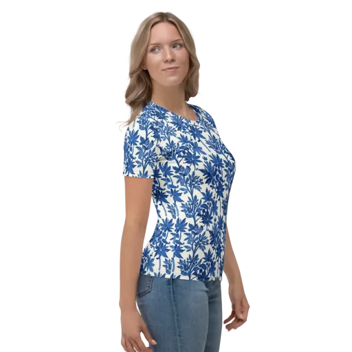 Blue Botanical on a Women's Crew Neck T-Shirt