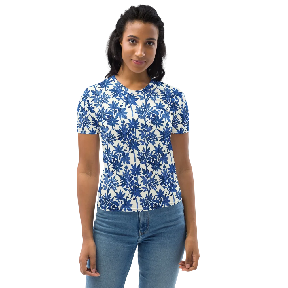 Blue Botanical on Women's Crew Neck T-Shirt — Front
