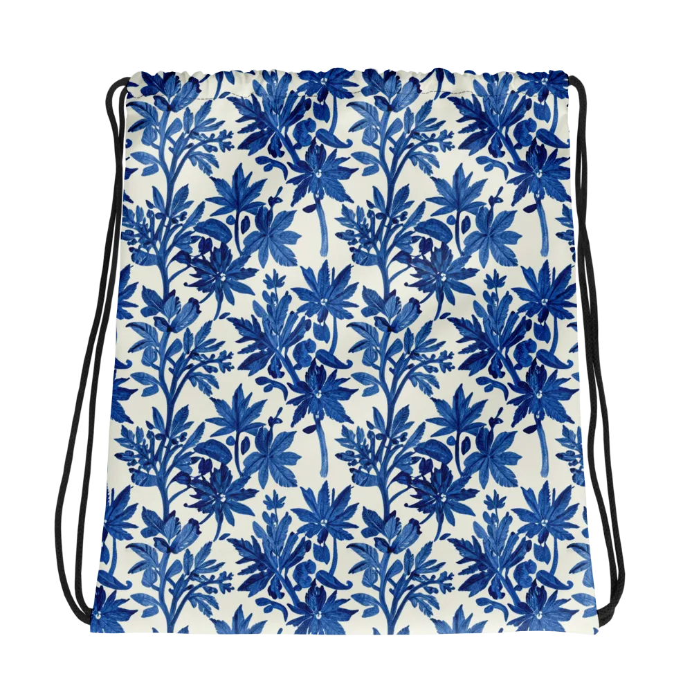 Blue Botanical on Drawstring Bag — Photo