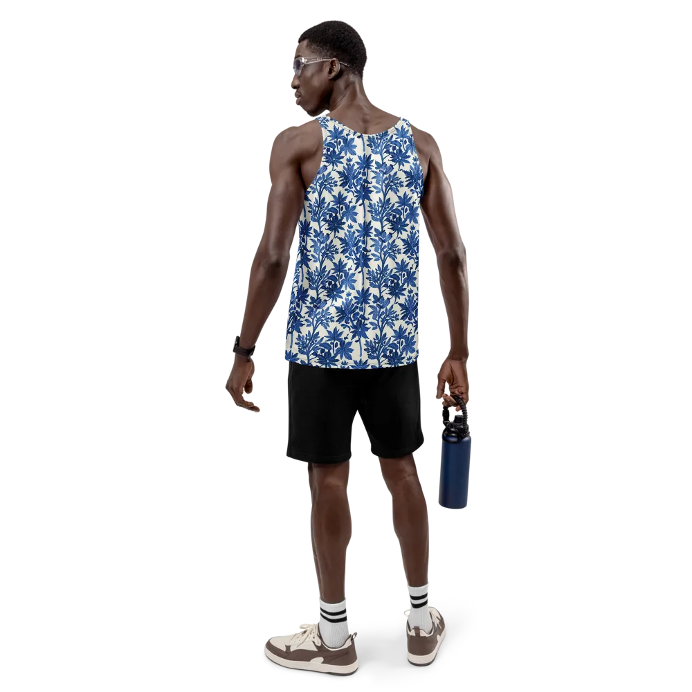 Blue Botanical on Men's Tank Top — Back