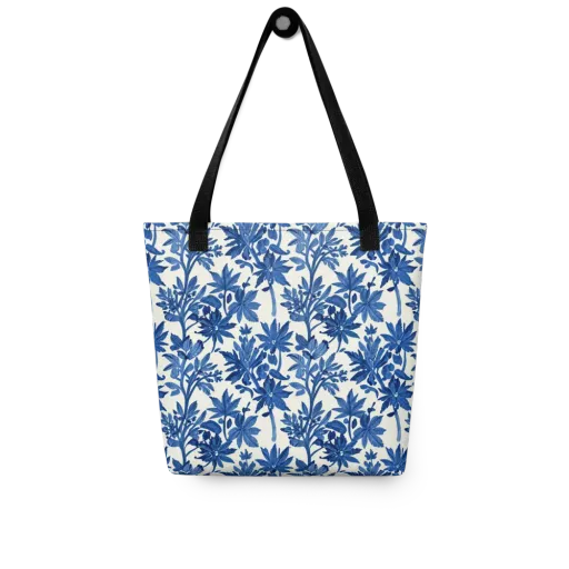 Blue Botanical on a Tote Bag