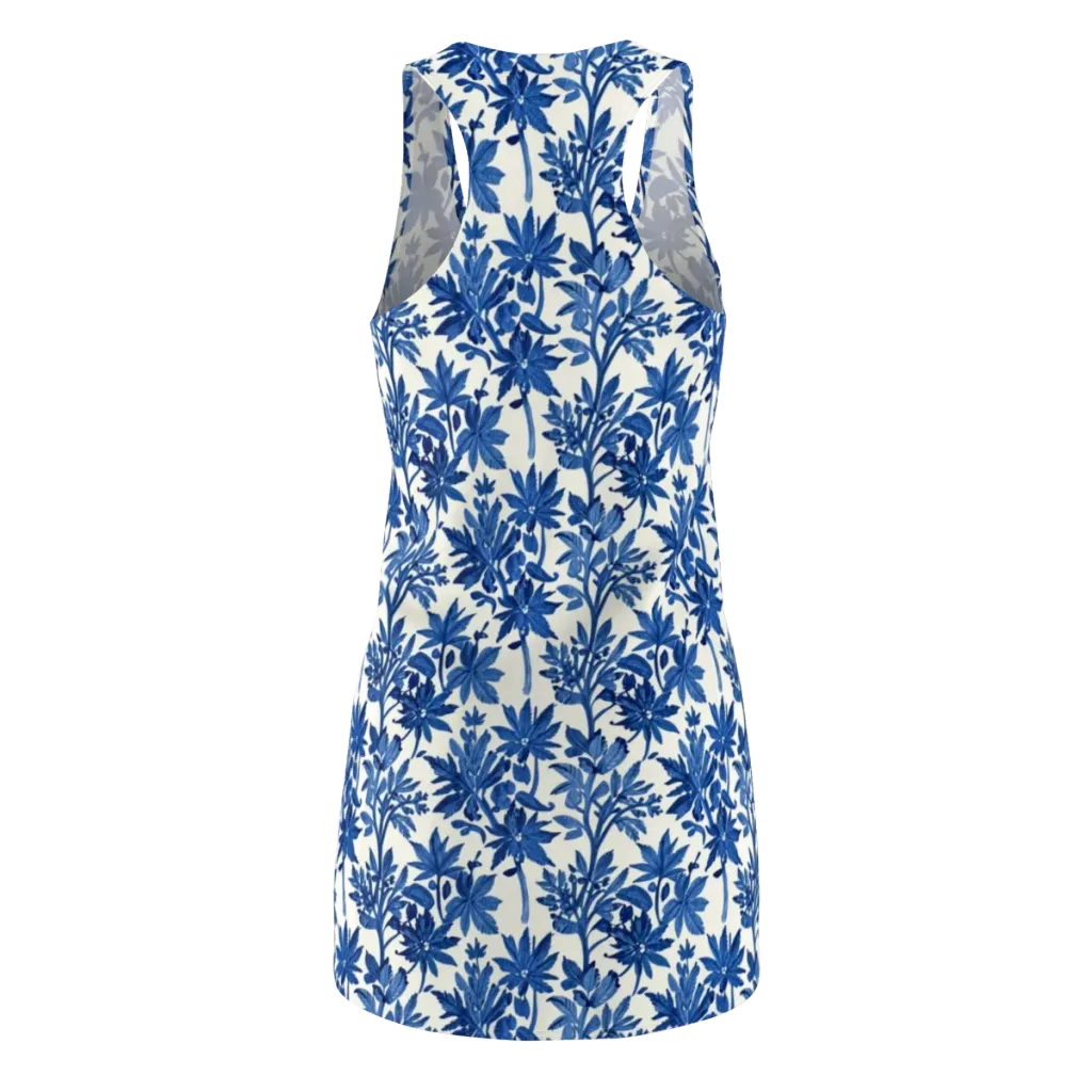 Blue Botanical on Racerback Dress — Back