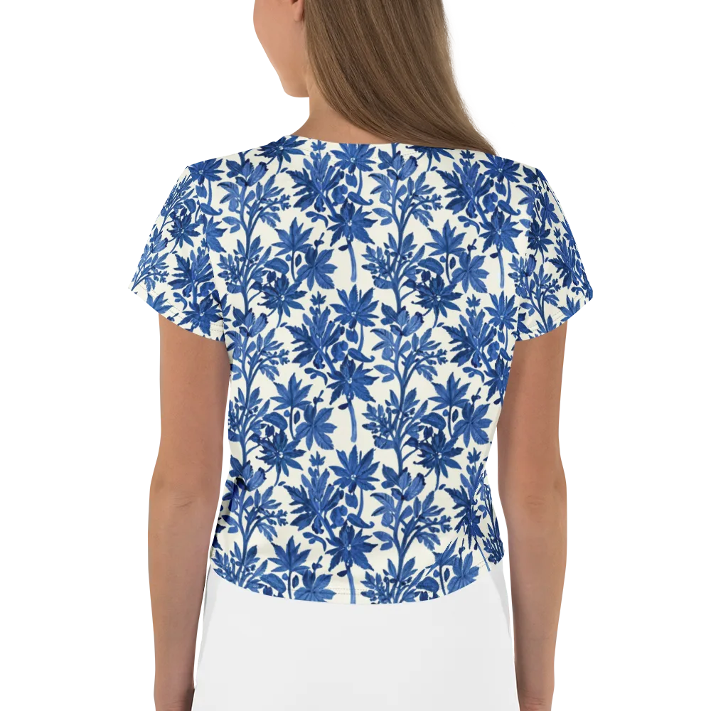 Blue Botanical on Crop Tee — Back