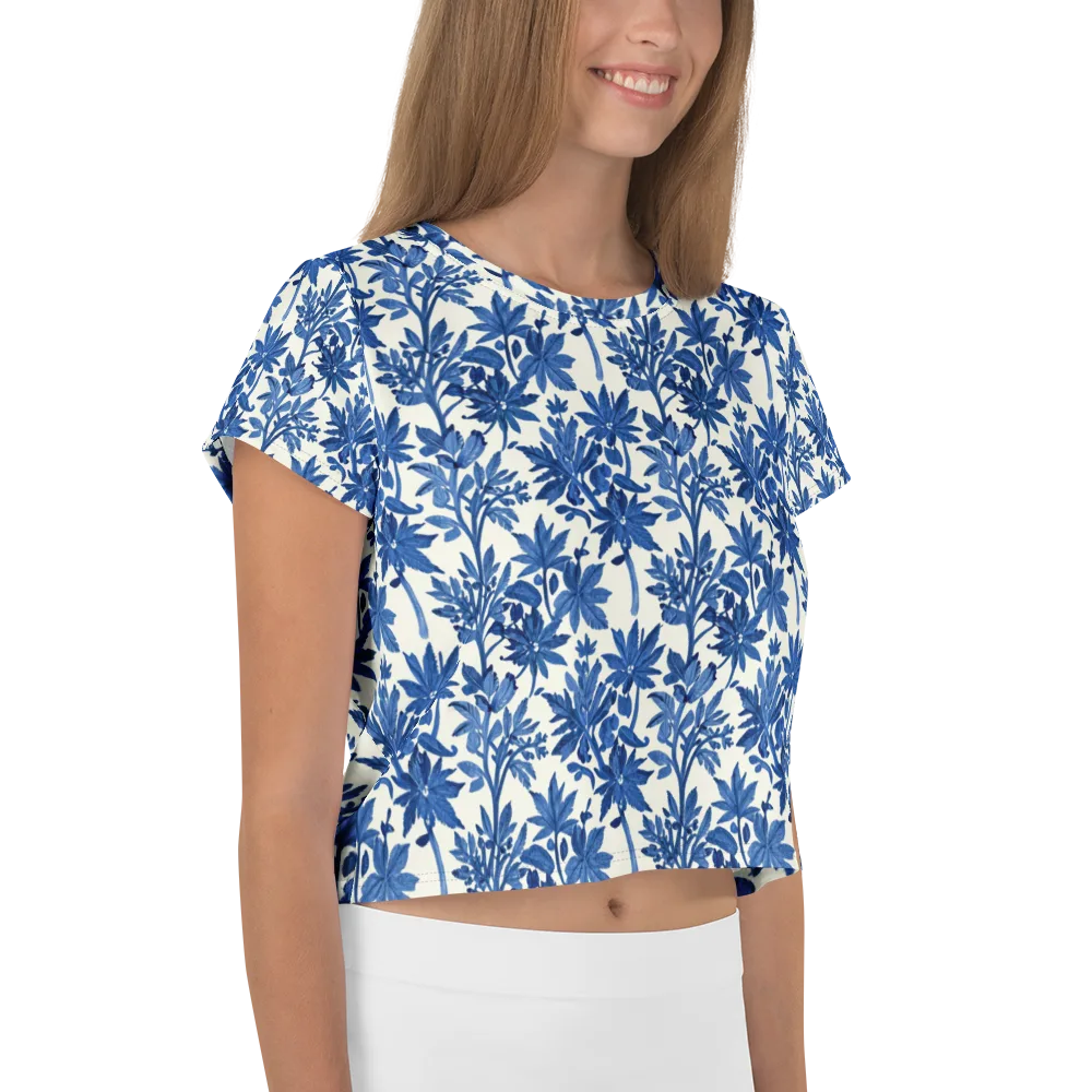 Blue Botanical on Crop Tee — Right