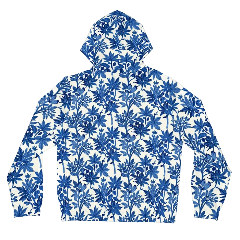 Blue Botanical on Women's Full-Zip Hoodie — Back