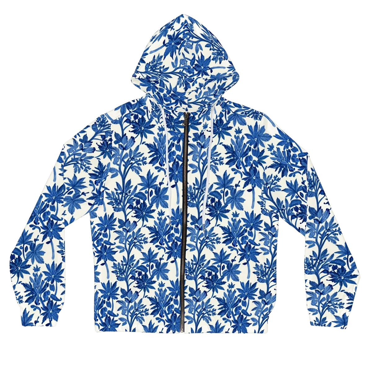 Blue Botanical on Women's Full-Zip Hoodie — Front