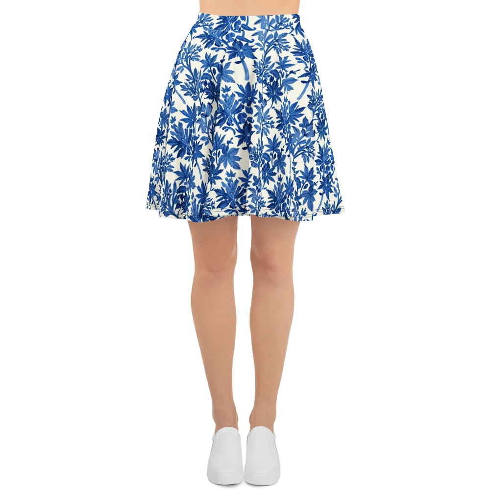 Blue Botanical on Skater Skirt — Front