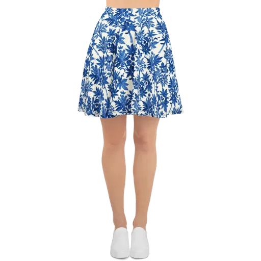 Blue Botanical on a Skater Skirt
