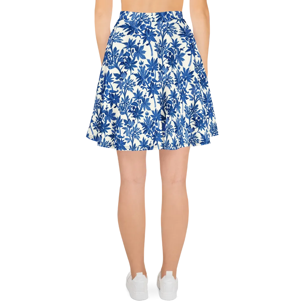 Blue Botanical on Skater Skirt — Back
