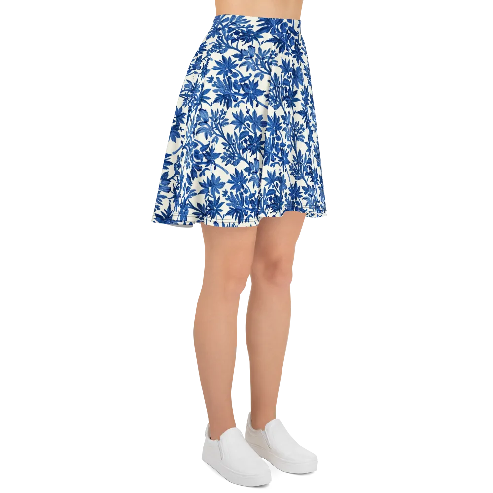 Blue Botanical on Skater Skirt — Right