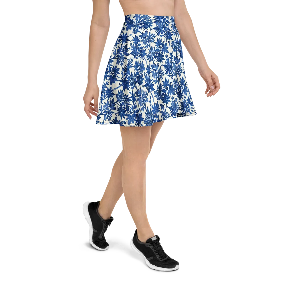 Blue Botanical on Skater Skirt — Right