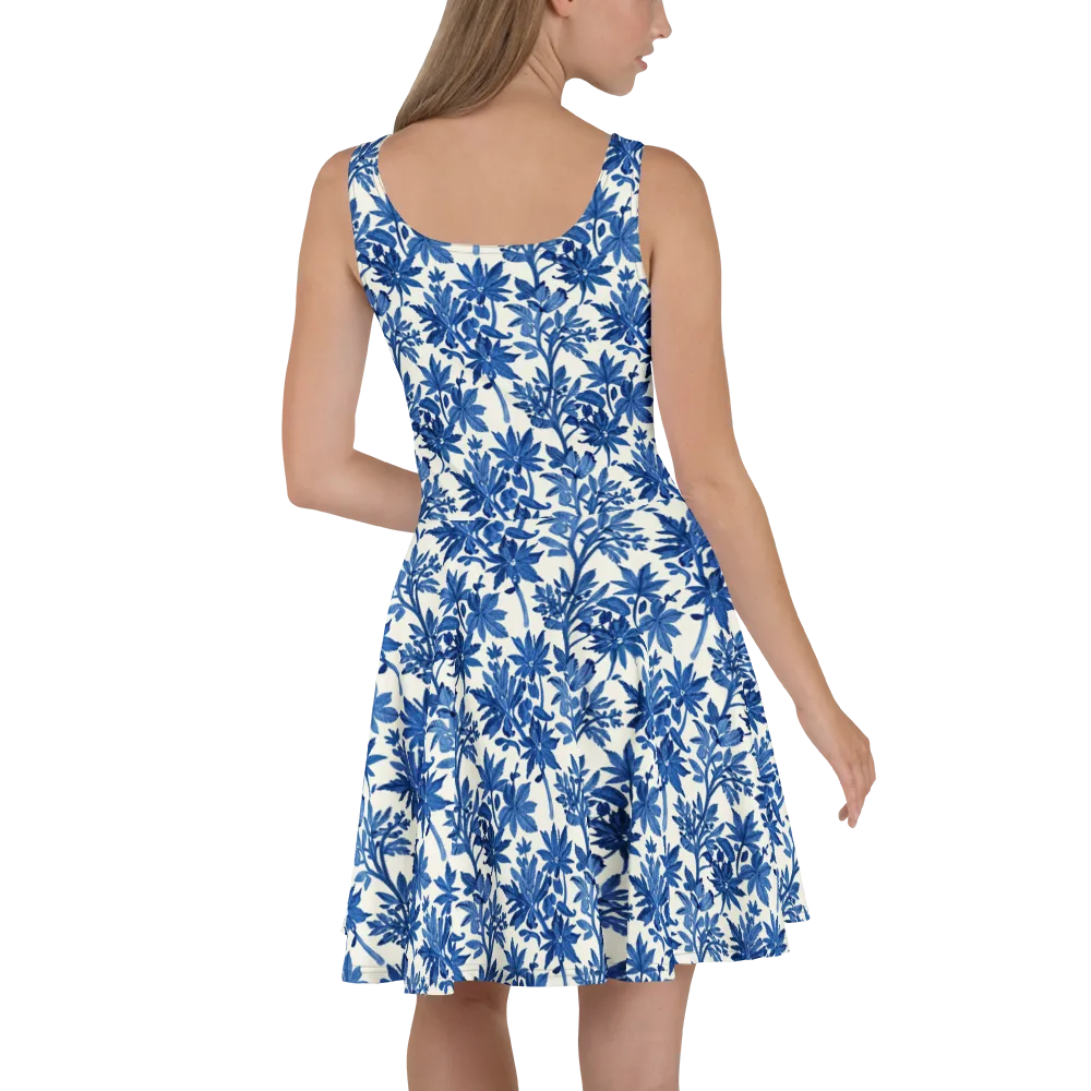 Blue Botanical on Skater Dress — Back