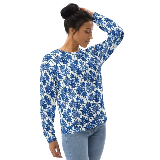 Blue Botanical on a Sweatshirt
