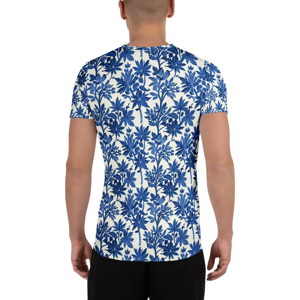Blue Botanical on Men's Athletic T-Shirt — Back