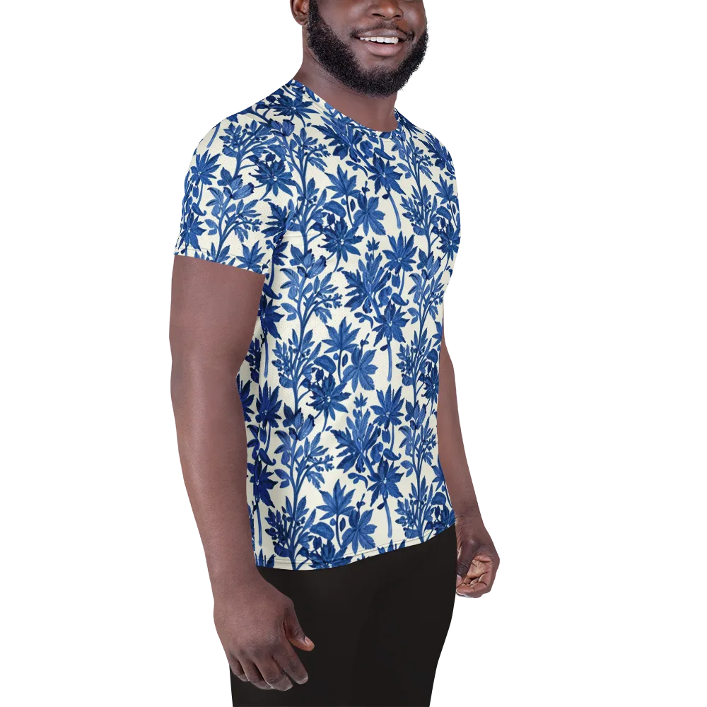 Blue Botanical on Men's Athletic T-Shirt — Right