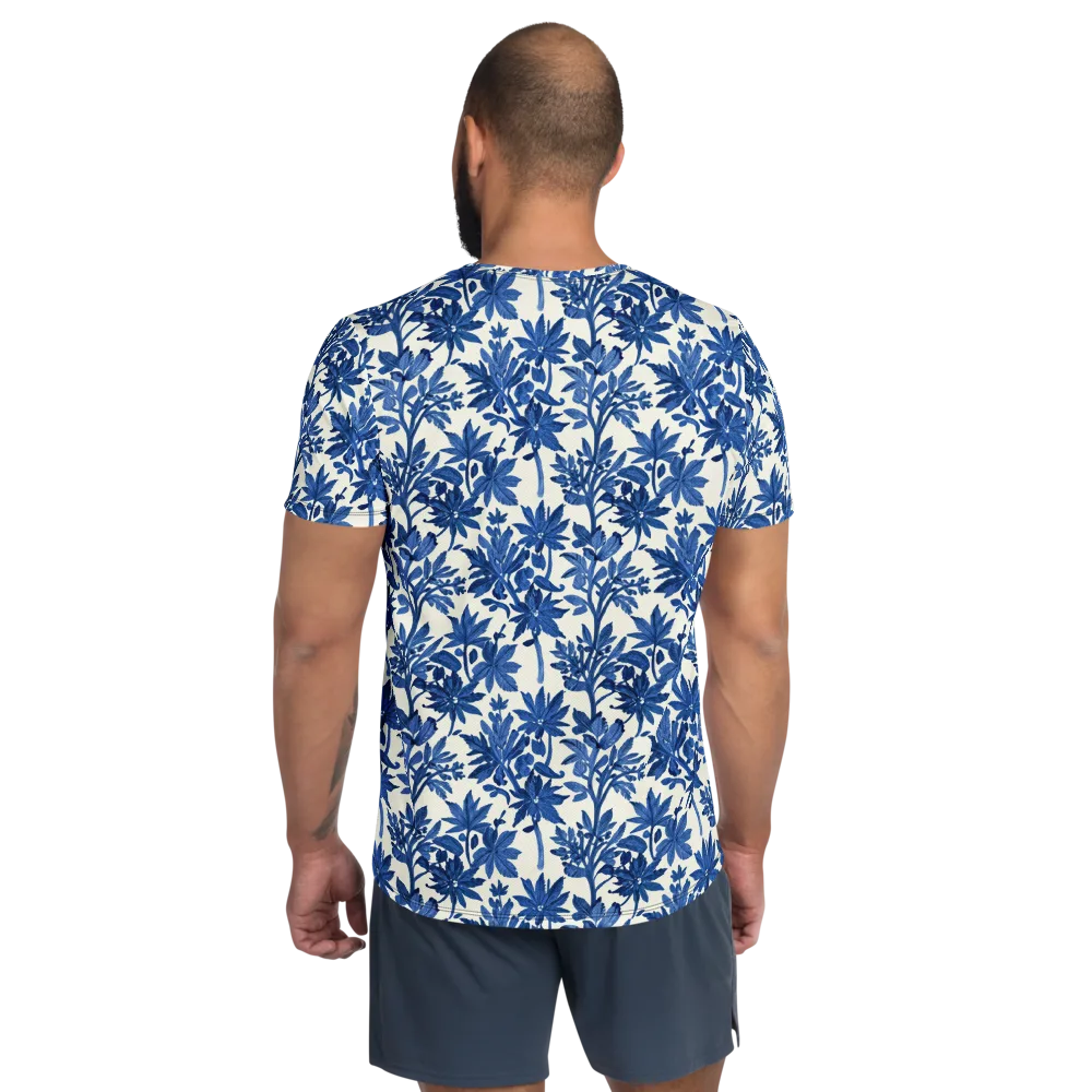 Blue Botanical on Men's Athletic T-Shirt — Back