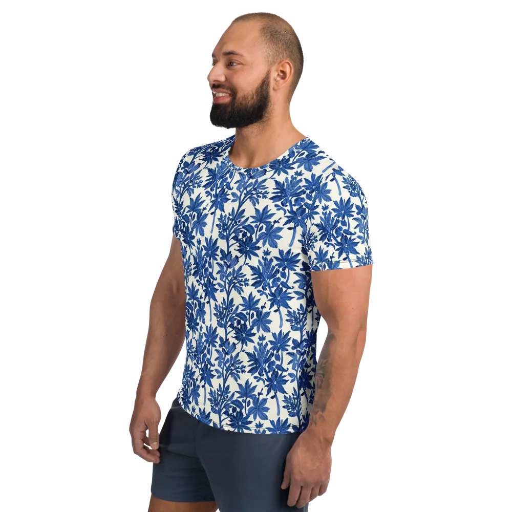 Blue Botanical on Men's Athletic T-Shirt — Left