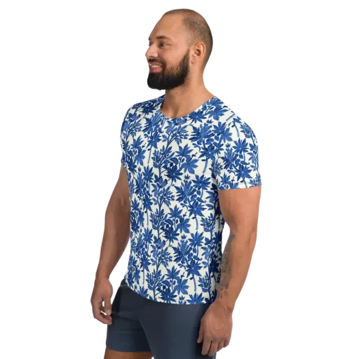 Blue Botanical on a Men's Athletic T-Shirt