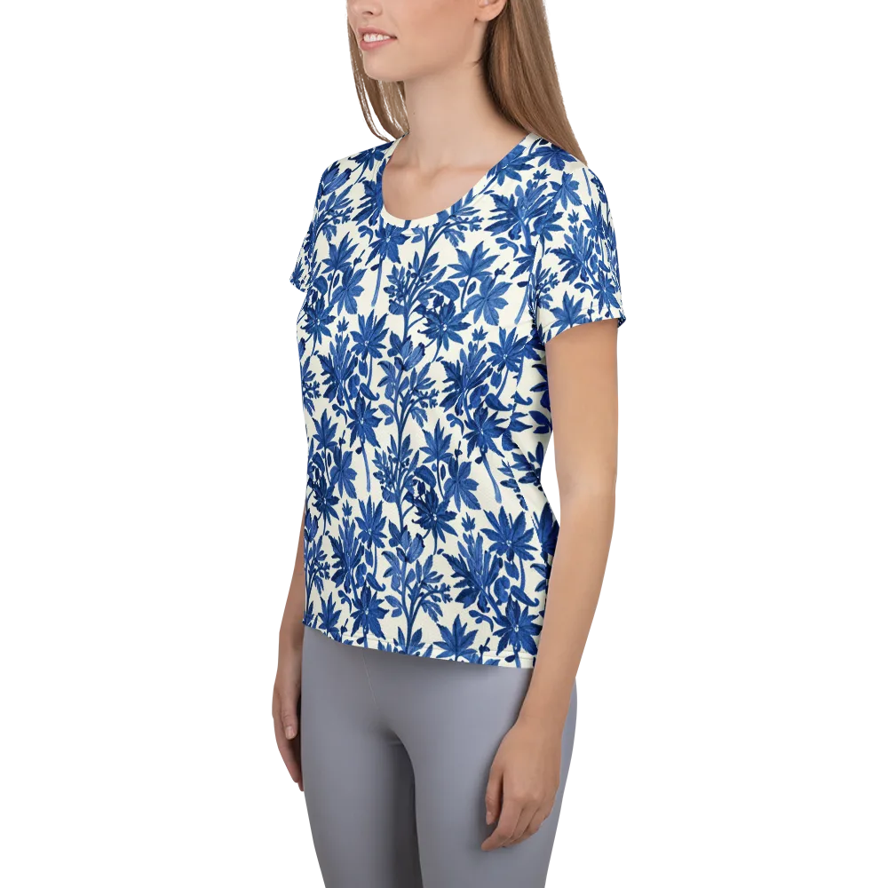 Blue Botanical on Women's Athletic T-Shirt — Left