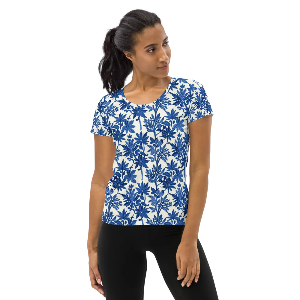 Blue Botanical on Women's Athletic T-Shirt — Front