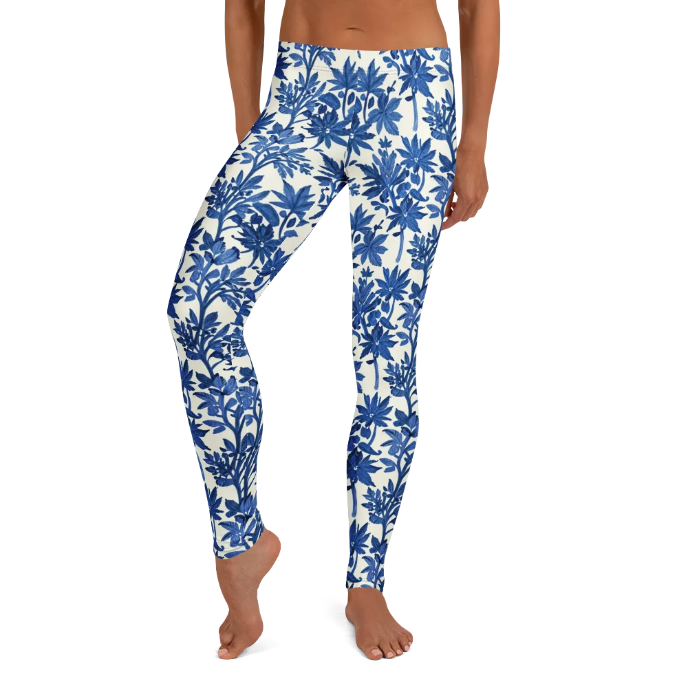 Blue Botanical on Leggings — Front