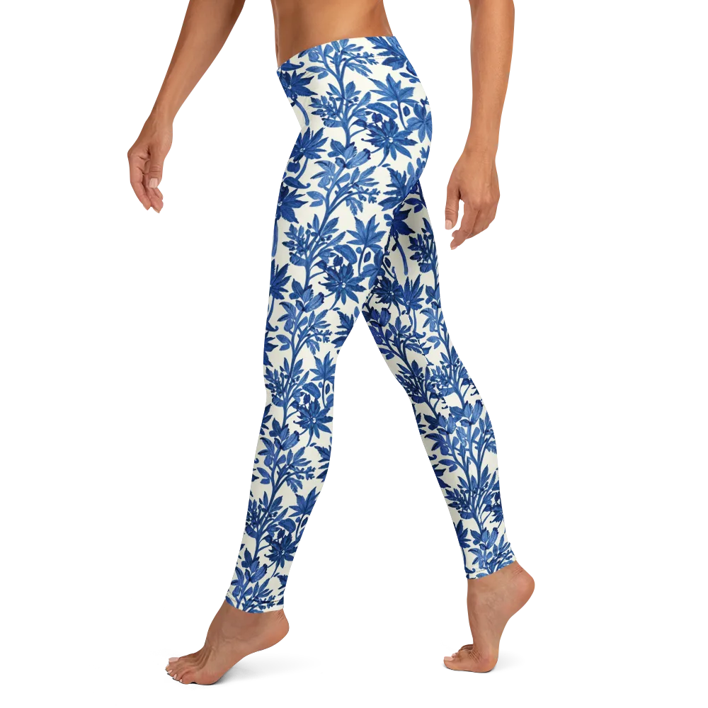 Blue Botanical on Leggings — Left