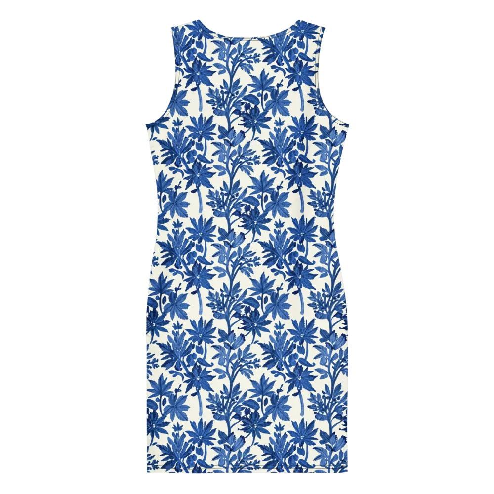 Blue Botanical on Bodycon Dress — Back