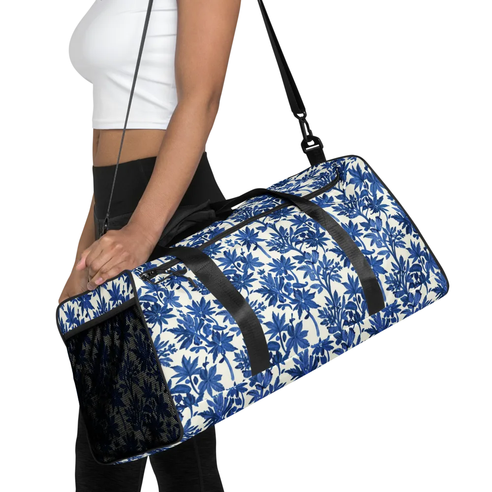 Blue Botanical on Duffle Bag — Front