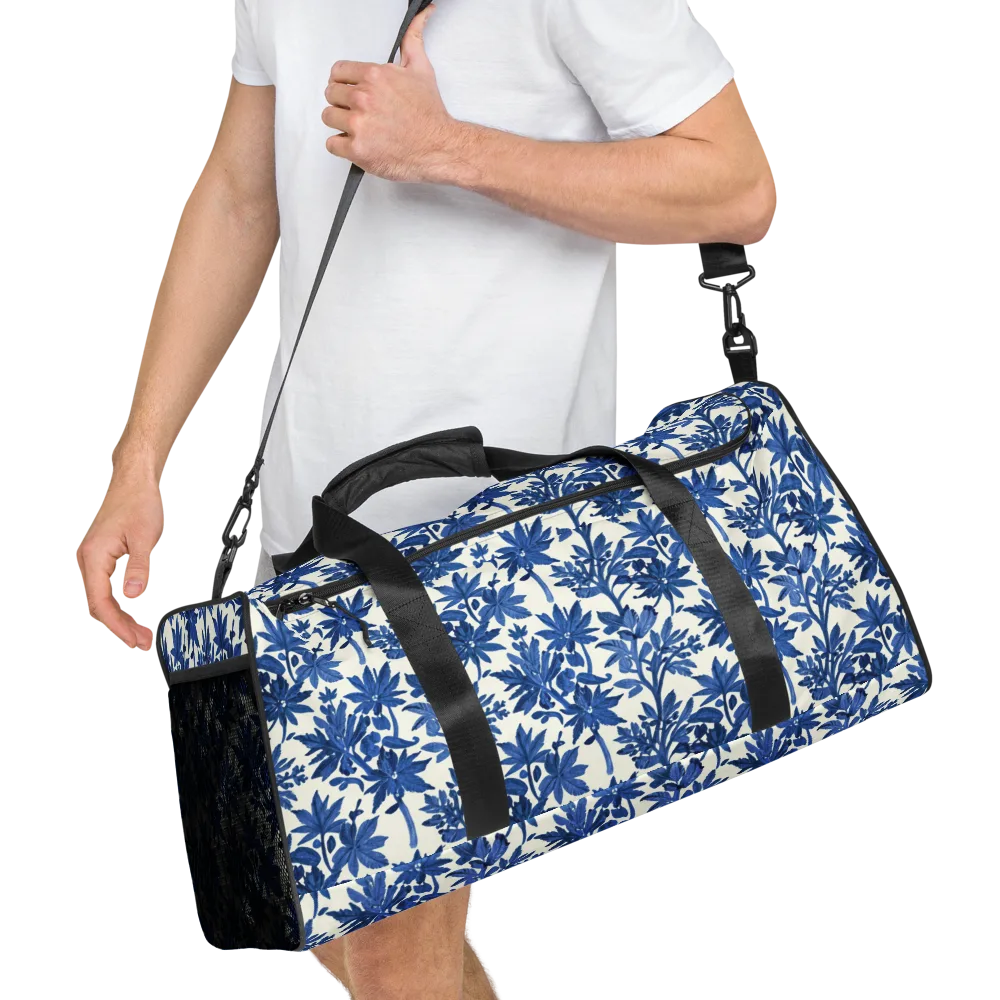 Blue Botanical on Duffle Bag — Right Front
