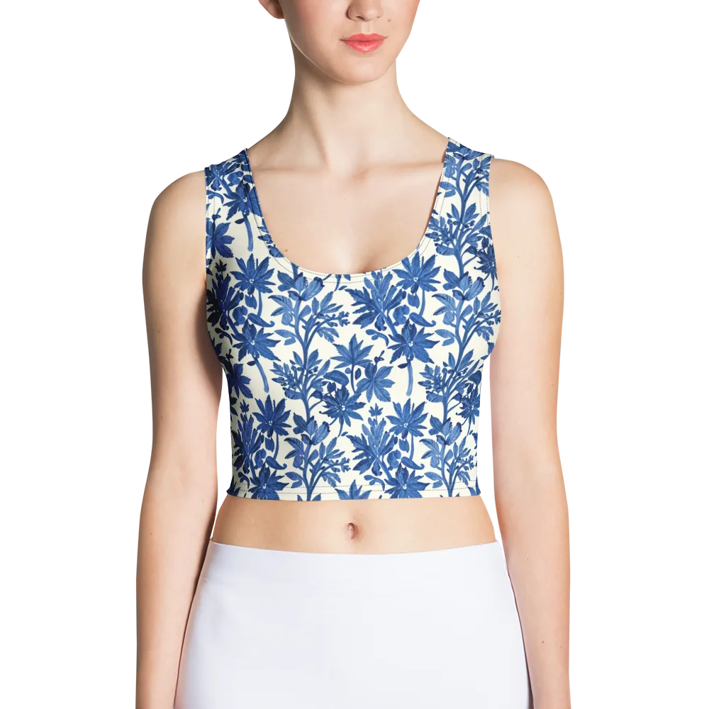 Blue Botanical on Crop Top — Front