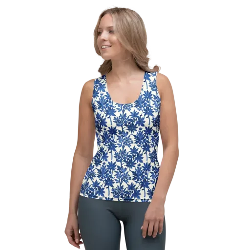 Blue Botanical on a Women's Tank Top