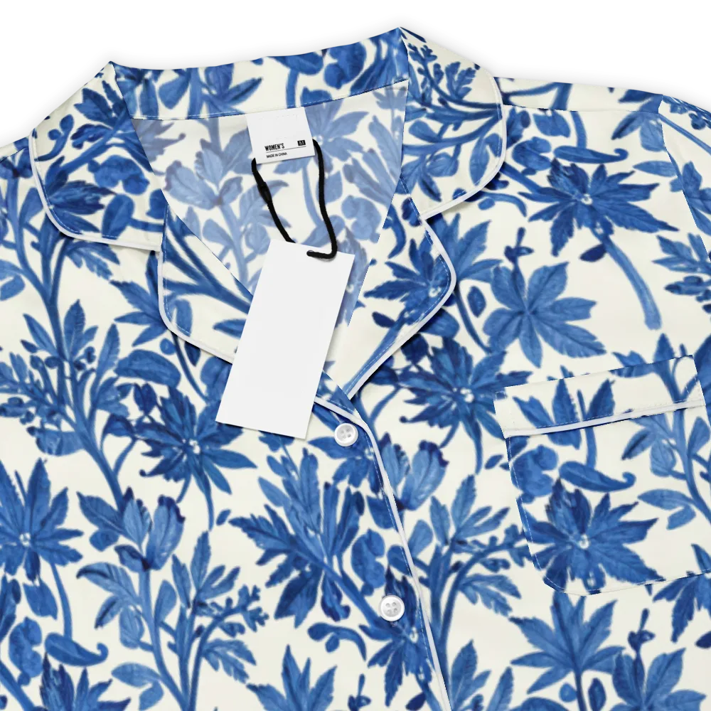 Blue Botanical on Women's Short Sleeve Pajama Top — Product details