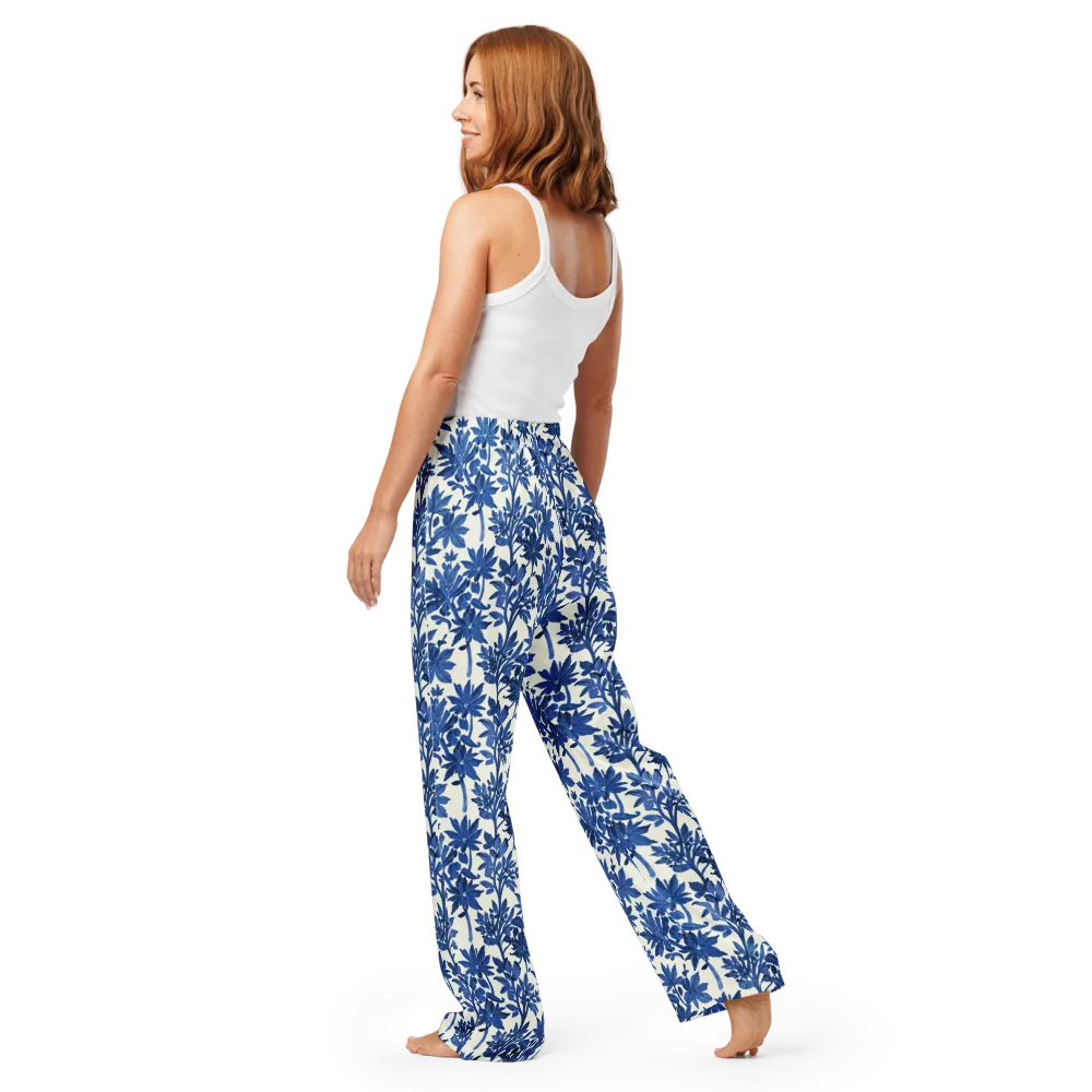 Blue Botanical on Women's Pajama Pants — Back
