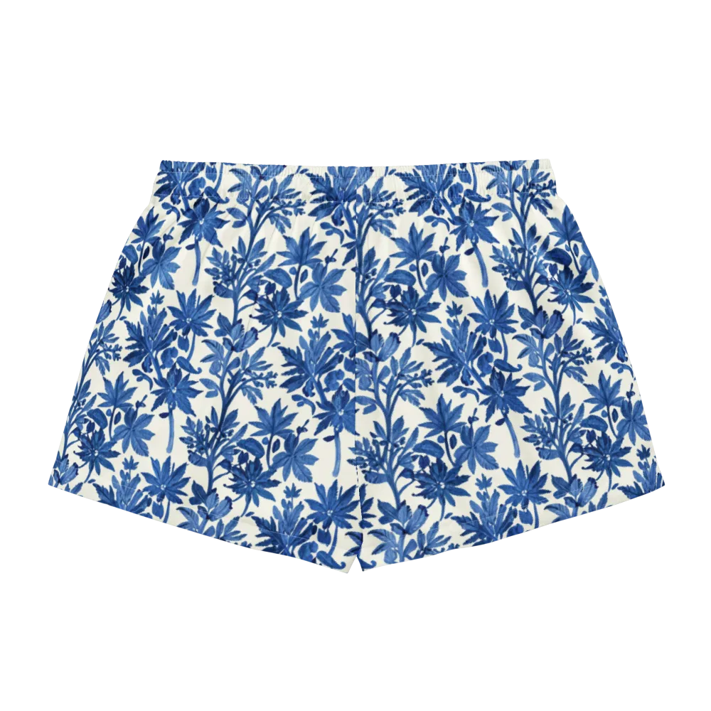 Blue Botanical on Women's Pajama Shorts — Back