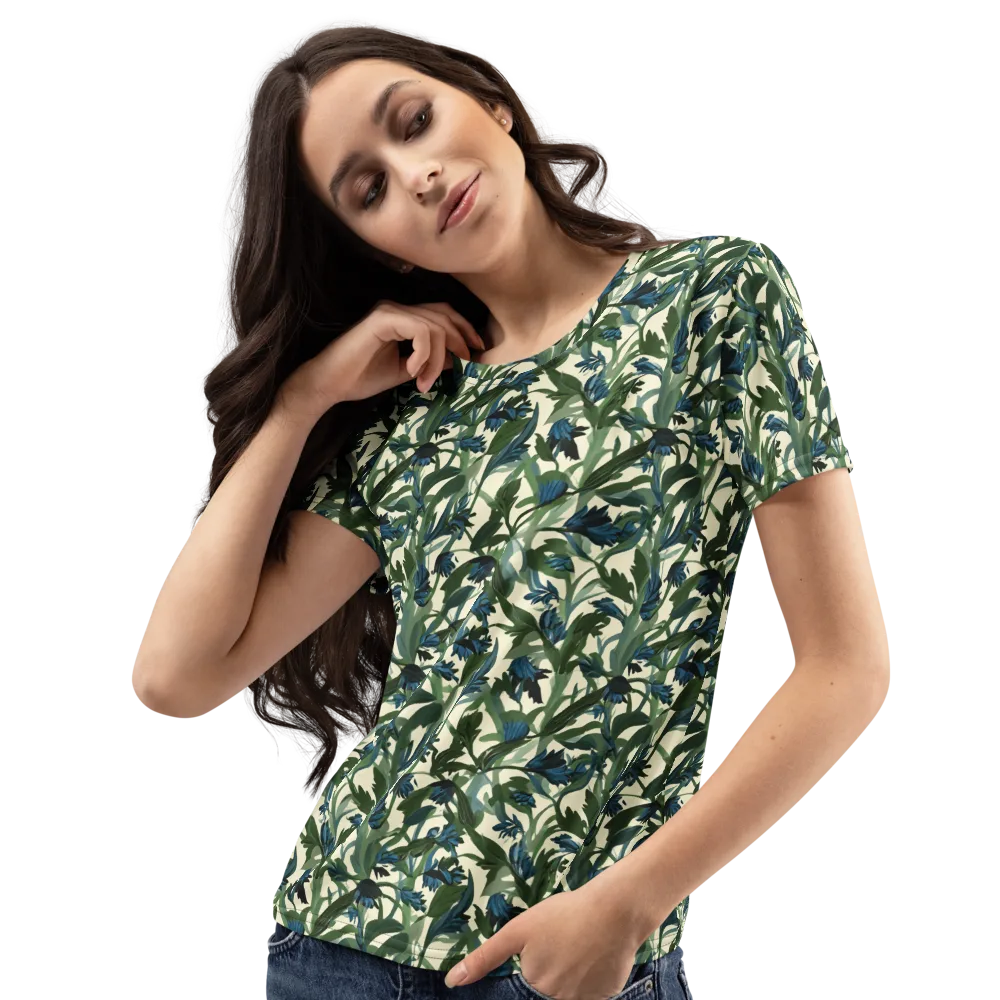 Bluebell Bramble on Women's Crew Neck T-Shirt — Left Front