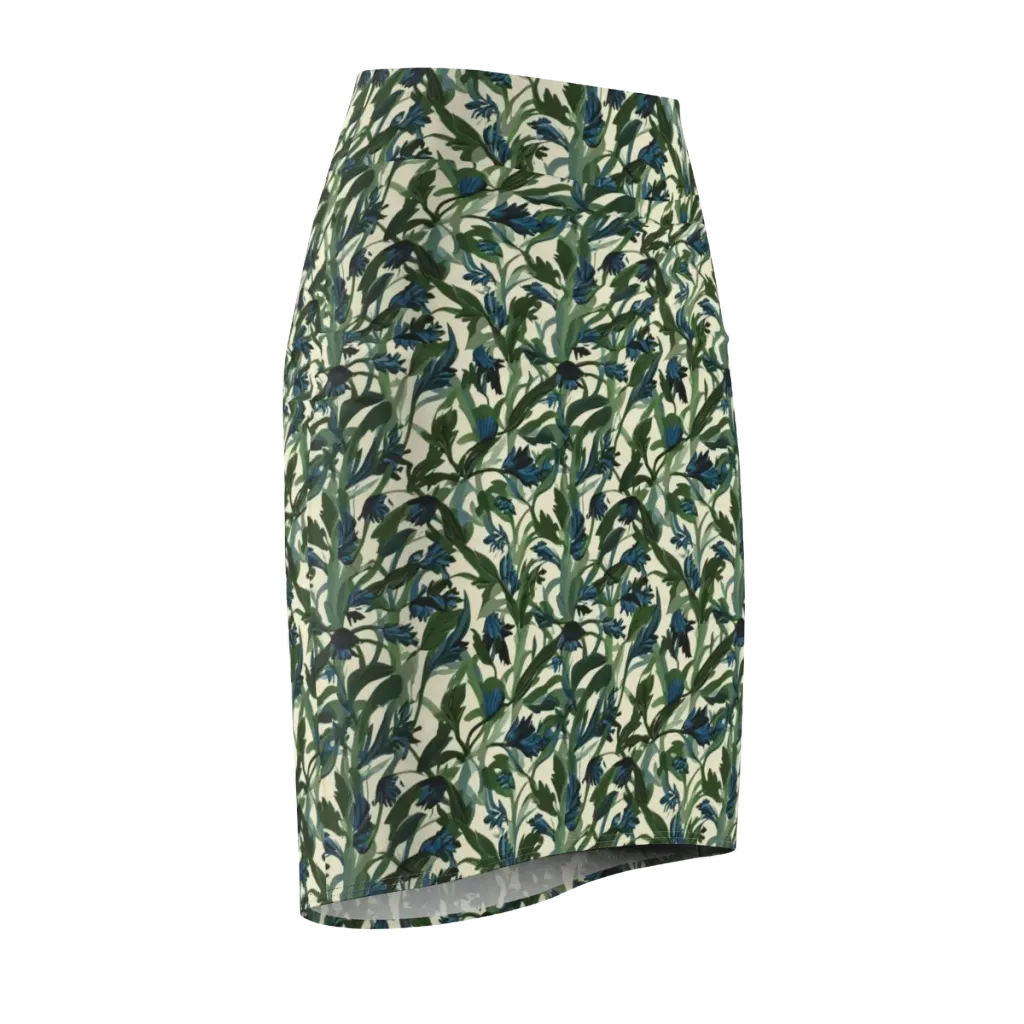 Bluebell Bramble on Pencil Skirt — Front Side