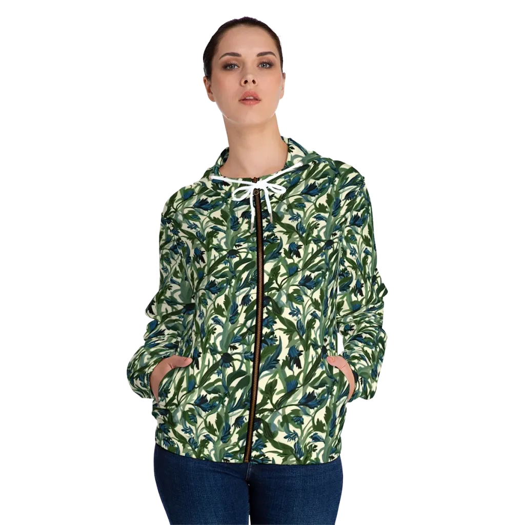 Bluebell Bramble on Women's Full-Zip Hoodie — Front On Person