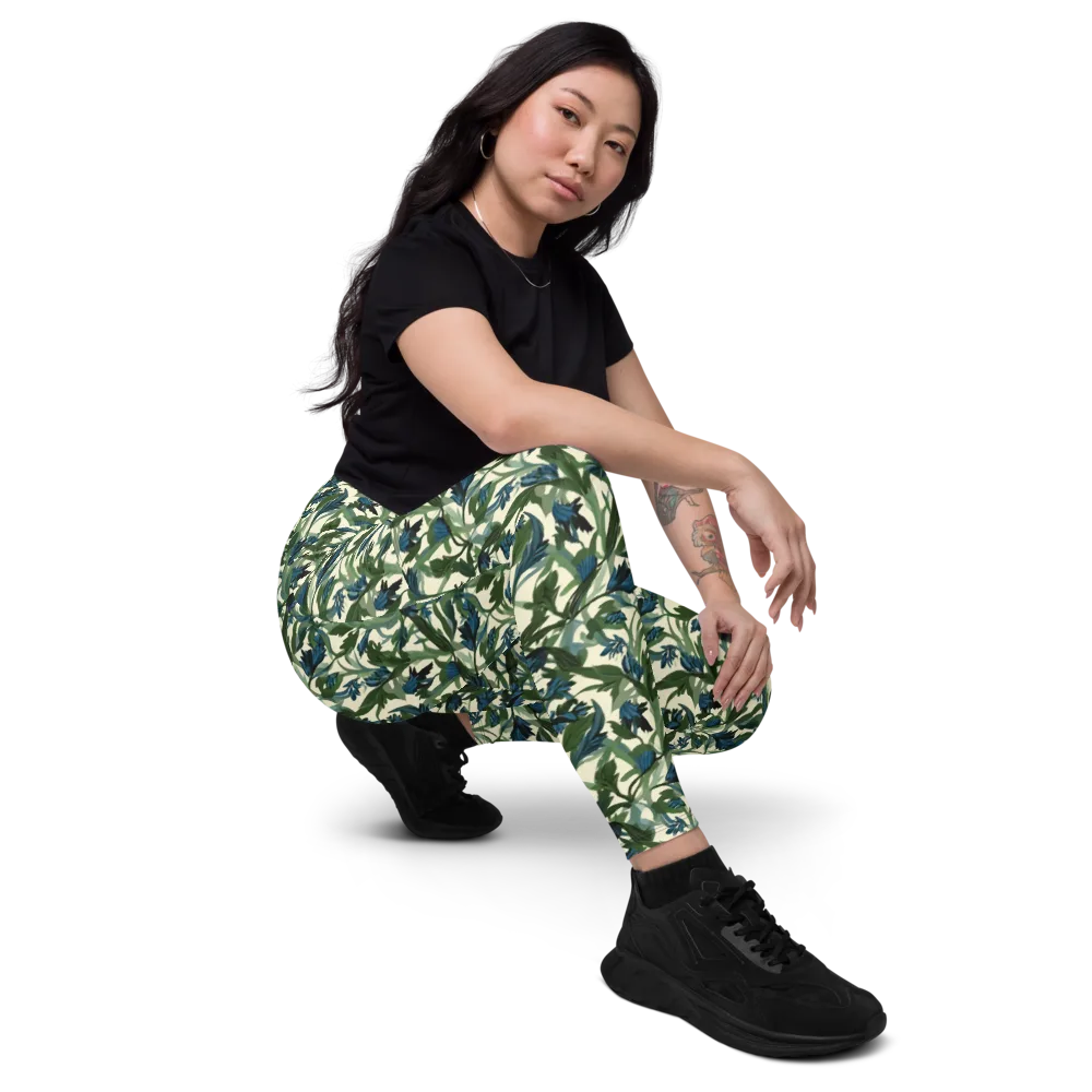 Bluebell Bramble on Leggings with Pockets — Right Front