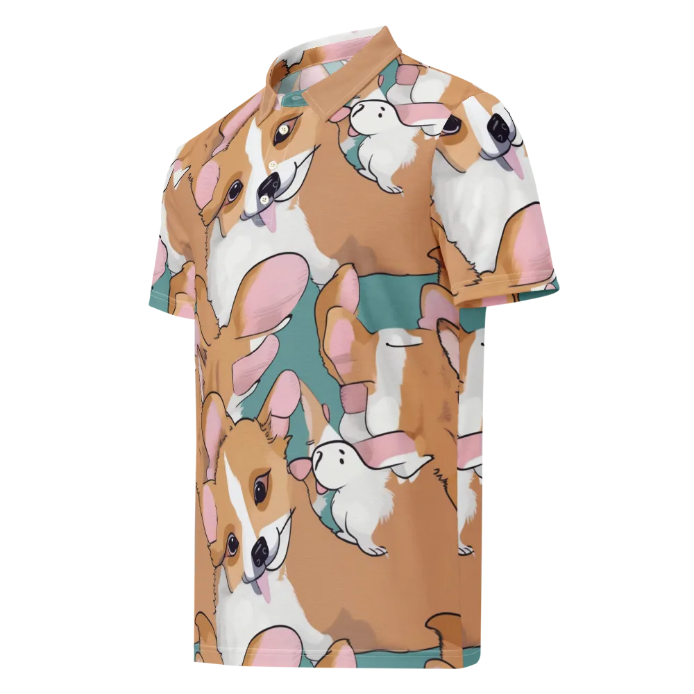 Corgi Carousel on Men's Slim Fit Polo Shirt — Left Front