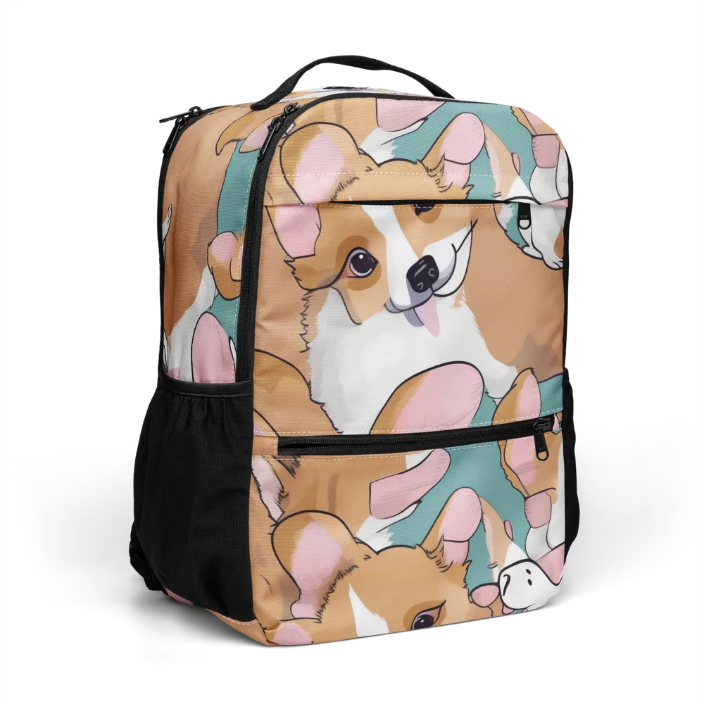 Corgi Carousel on Utility Backpack — Right Front
