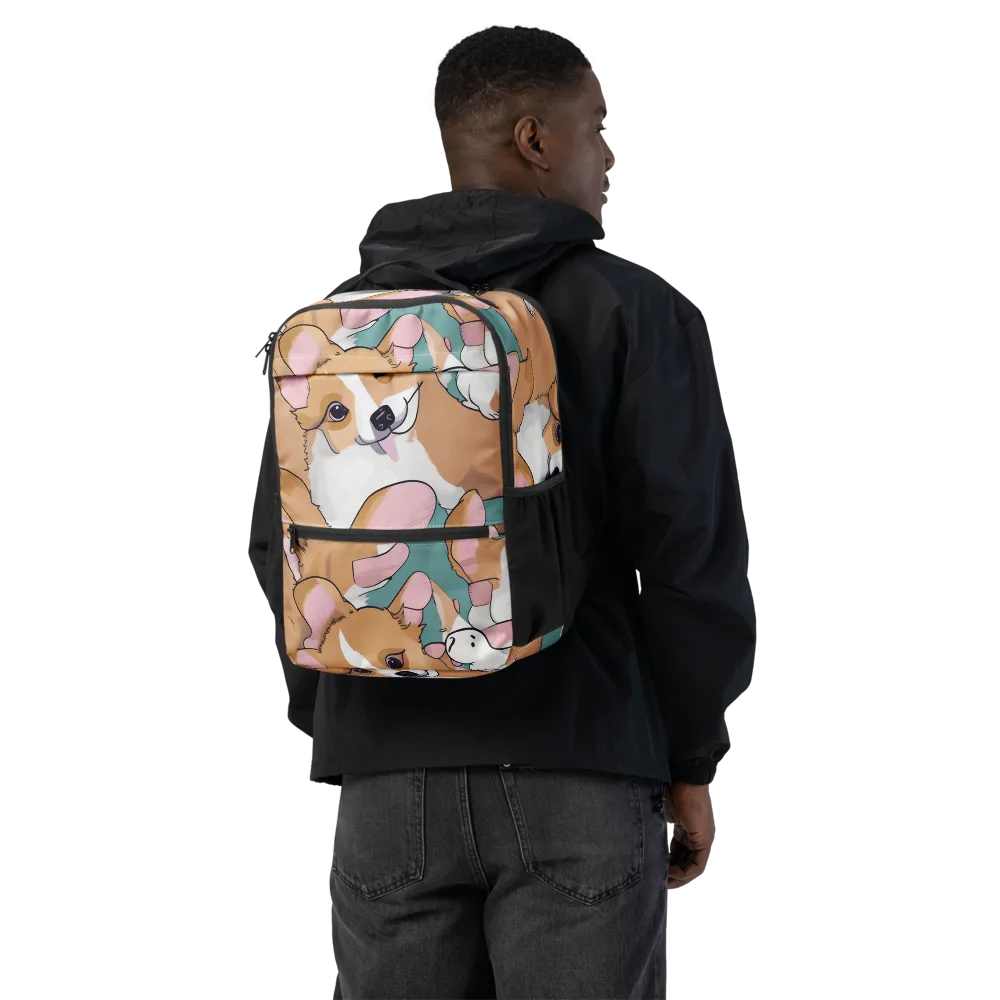 Corgi Carousel on Utility Backpack — Back