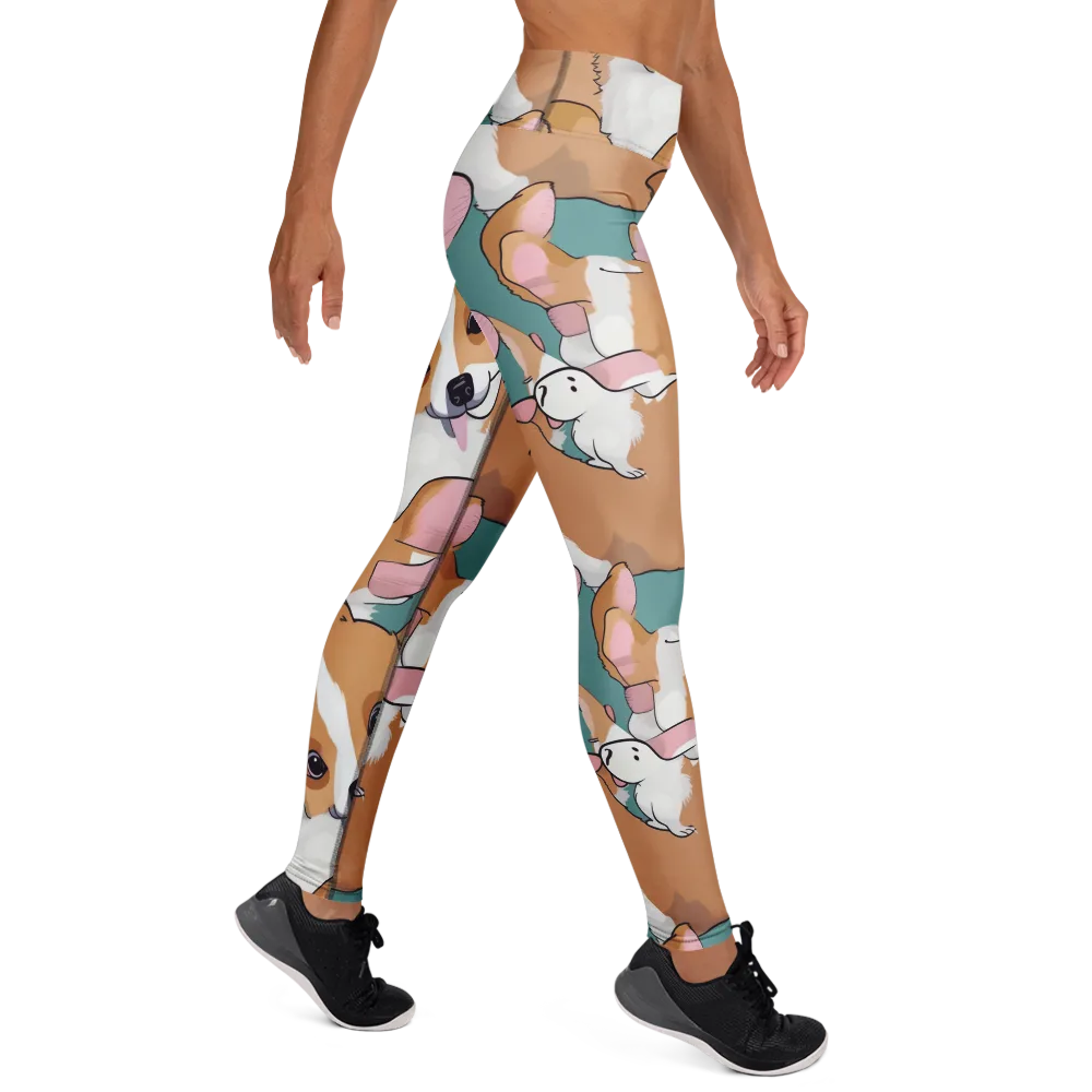 Corgi Carousel on Yoga Leggings — Right