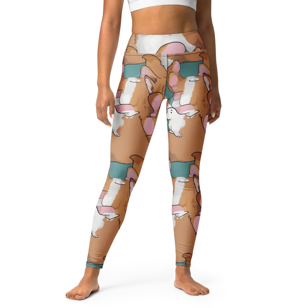 Corgi Carousel on Yoga Leggings — Front