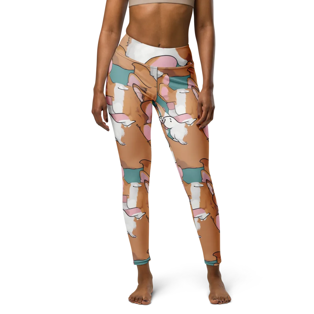 Corgi Carousel on Yoga Leggings — Front